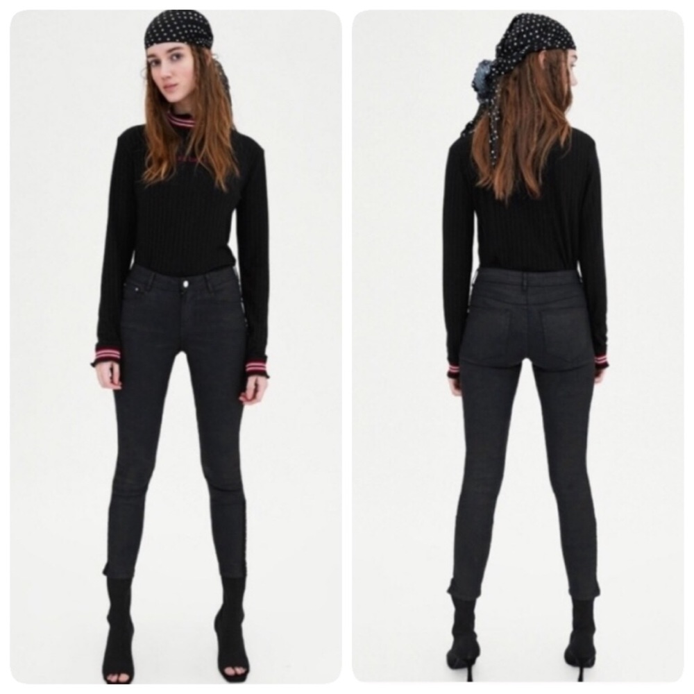 Zara trafaluc denim collection black jeans (US08)